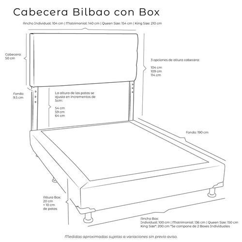Colchon Matrimonial Spring Air Jupiter Con Cabecera Bilbao y Box Azul