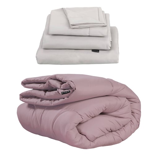 Edredon  Individual  Homy  Dicasa Lila+ Sabanas Softy Platino