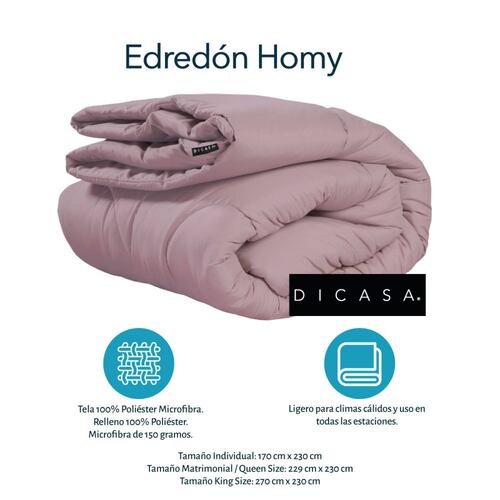 Edredon Matrimonial Dicasa Homy  Lila con Sabanas Softy  y Almohadas 2Pack