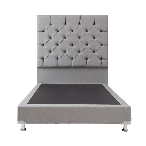 Colchón Restonic en caja Roll matrimonial con box y cabecera Dicasa Capri gris