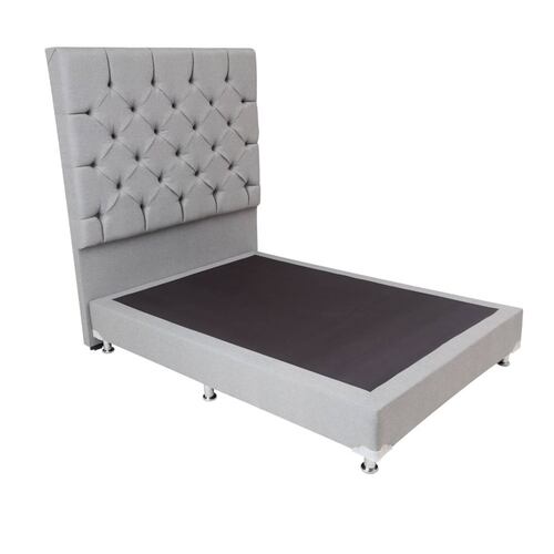 Colchón Restonic en caja Roll matrimonial con box y cabecera Dicasa Capri gris