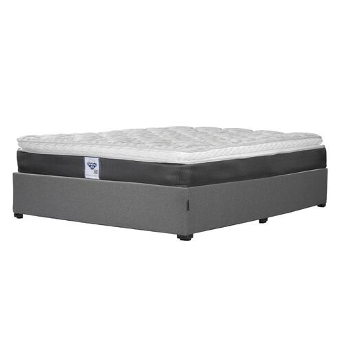 Colchón Queen Size Spring Air Marte con Base Cama Dicasa Orleans Gris y Edredon Palermo