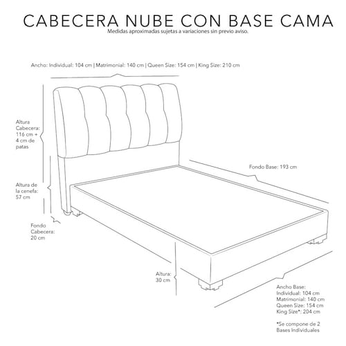 Cabecera King Size Dicasa Nube con Base Cama Colt Beige