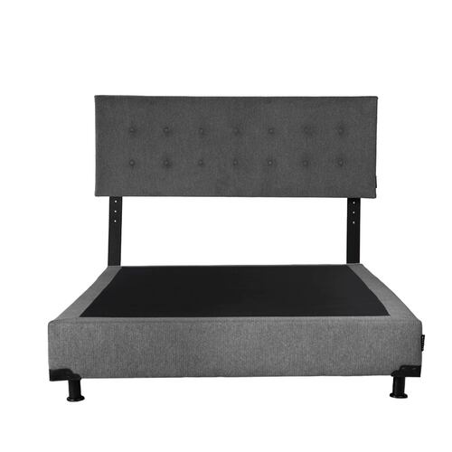 Colchón Queen Size Spring Air Premier con Cabecera Dicasa Bilbao y Box Rivoli Gris