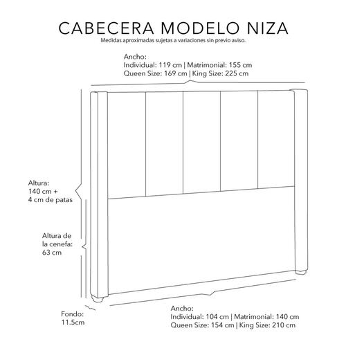 Cabecera Individual Dicasa Niza Palo de Rosa