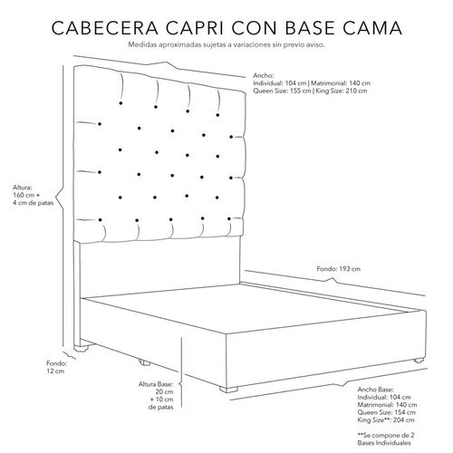 Cabecera King Size Dicasa Capri con Base Cama Kuant Gris