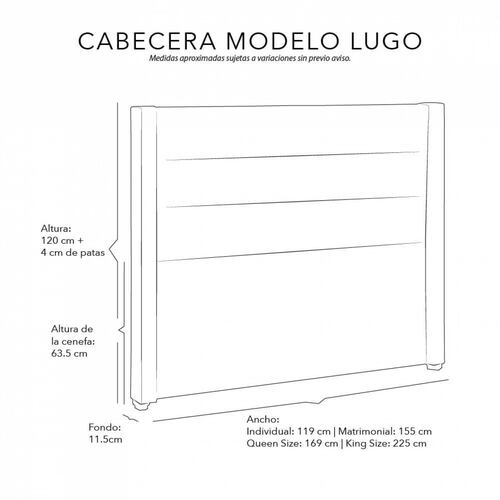 Cabecera Dicasa Lugo queen size verde