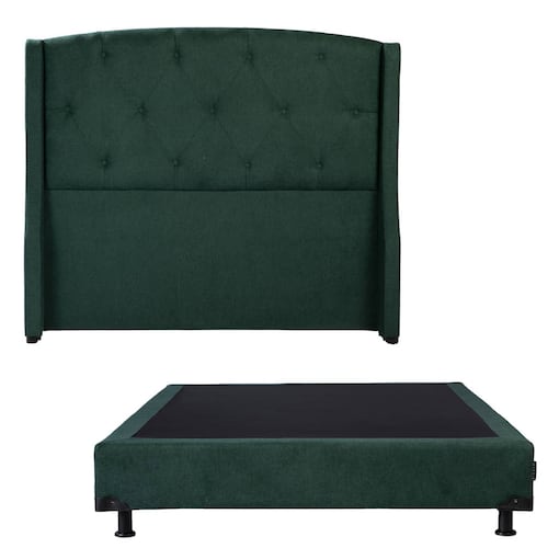 Cabecera Queen Size Dicasa Zefyr con Box Imperio Verde