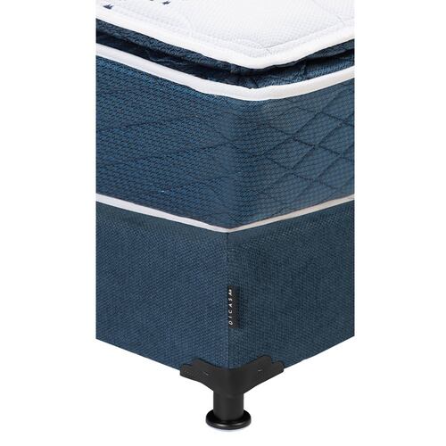 Colchón Queen Size Restonic Trust con Box Rivoli Azul y Edredon Palermo