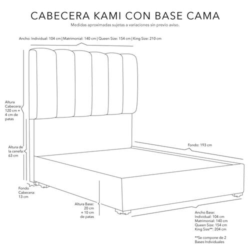 Cabecera Matrimonial Dicasa Kami con Base Cama Imperial Verde