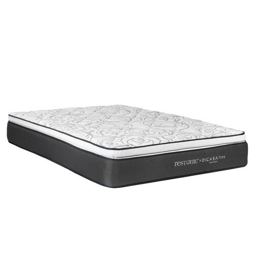 Colchón Queen Size Dicasa Trini con Cabecera Nube y Base Cama Orleans Azul