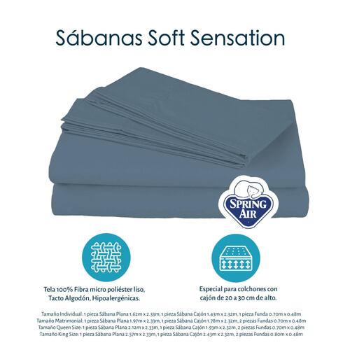 Protector Matrimonial Spring Air Supreme con Sábanas Soft Gris