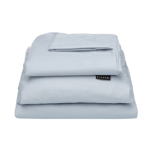 Edredon King Size Dicasa Homy Gris con Sábanas Softy Platino, Protector Ultra y Almohadas 2Pack