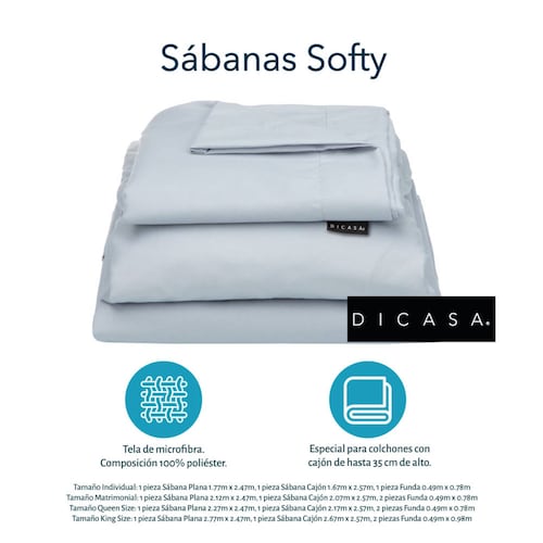 Edredon King Size Dicasa Homy Gris con Sábanas Softy Platino, Protector Ultra y Almohadas 2Pack