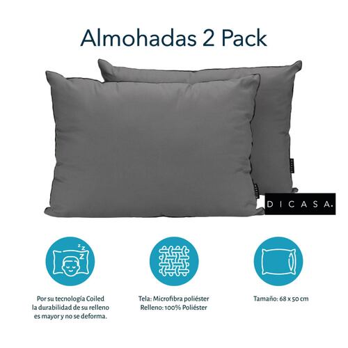 Edredon Matrimonial Dicasa Homy Gris con Sábanas Softy Platino y Almohadas 2Pack