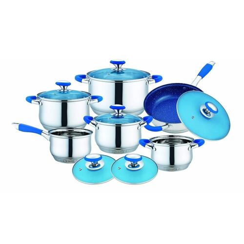 Bateria De Cocina Omania Azul Fraciel Acero Inoxidable induccion