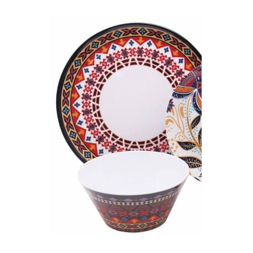 Vajilla de Melamina 16 pzas Cocina Roja Tribal Fraciel