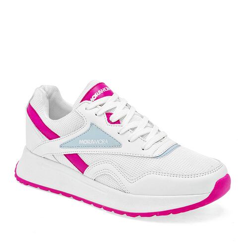 Moramora Tenis urbano para mujer blanco fucsia azul Codigo 125515E