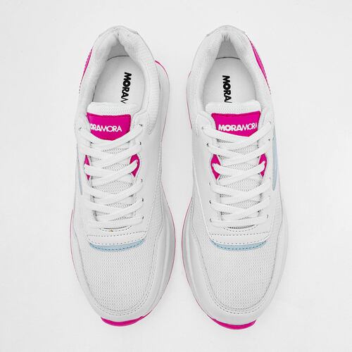 Moramora Tenis urbano para mujer blanco fucsia azul Codigo 125515E