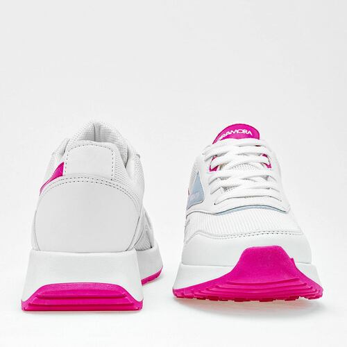Moramora Tenis urbano para mujer blanco fucsia azul Codigo 125515E