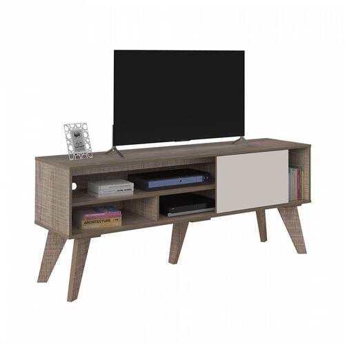 Mesa De TV Bertolini VIP Canela Off White Pantalla 60 Pulgadas