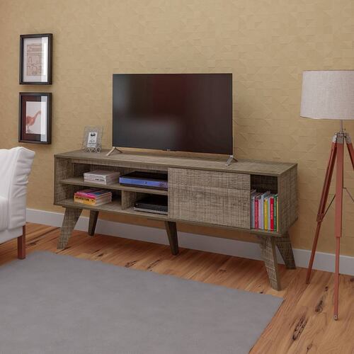 Mesa De TV Bertolini VIP Canela Off White Pantalla 60 Pulgadas