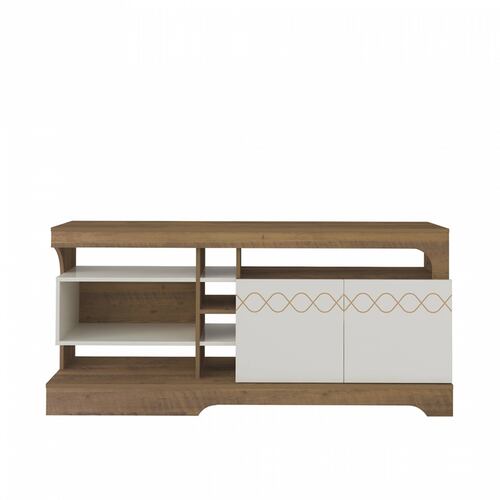 Mesa De TV Bertolini Montreal Pino Off White Pantalla 50 Pulgadas