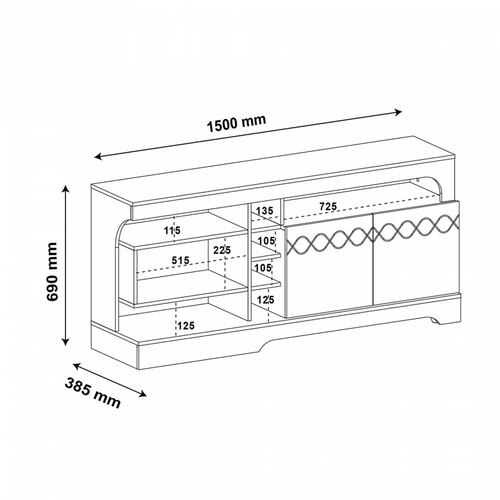 Mesa De TV Bertolini Montreal Pino Off White Pantalla 50 Pulgadas