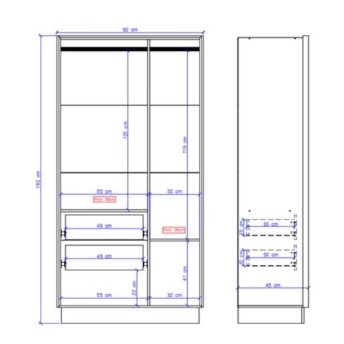 ROPERO CLOSET BERTOLINI 1135 3 PUERTAS NOCE C NEGRO