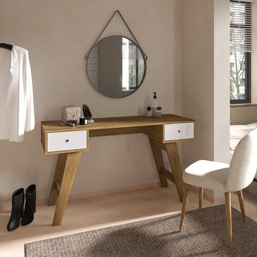 ESCRITORIO BERTOLINI PARIS 2 cajones   Roble Blanco