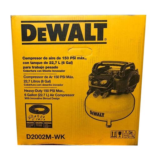 Compresor Libre Aceite 120 Volt 3300Rpm 1 5 Dewalt D2002M Wk