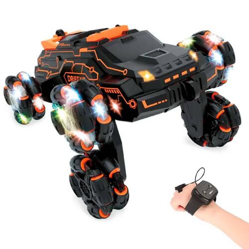 Carro Vak 1829 todo terreno drift 360 control mano luz sonido Naranja.