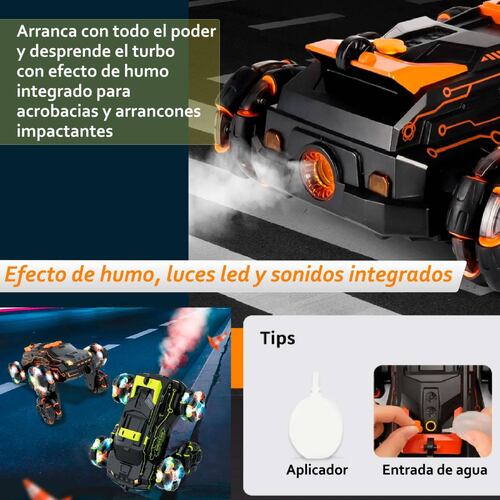 Carro Vak 1829 todo terreno drift 360 control mano luz sonido Naranja.