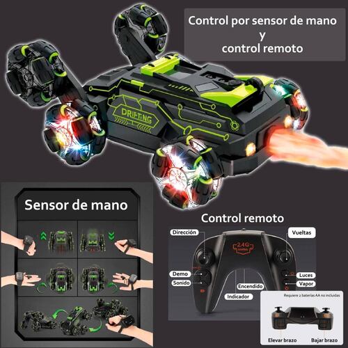 Carro Vak 1829 todo terreno drift 360 control mano luz sonido Naranja.
