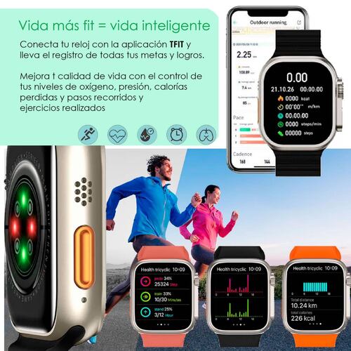 Reloj Smartwatch VAK Y3 con audifinos Bluetooth Fitness Negro