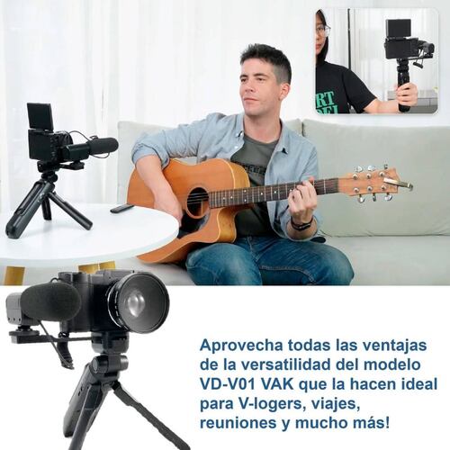 Camara Digital Vak P01 Lcd 3' 48mp 4k Tripie Control Microfo.