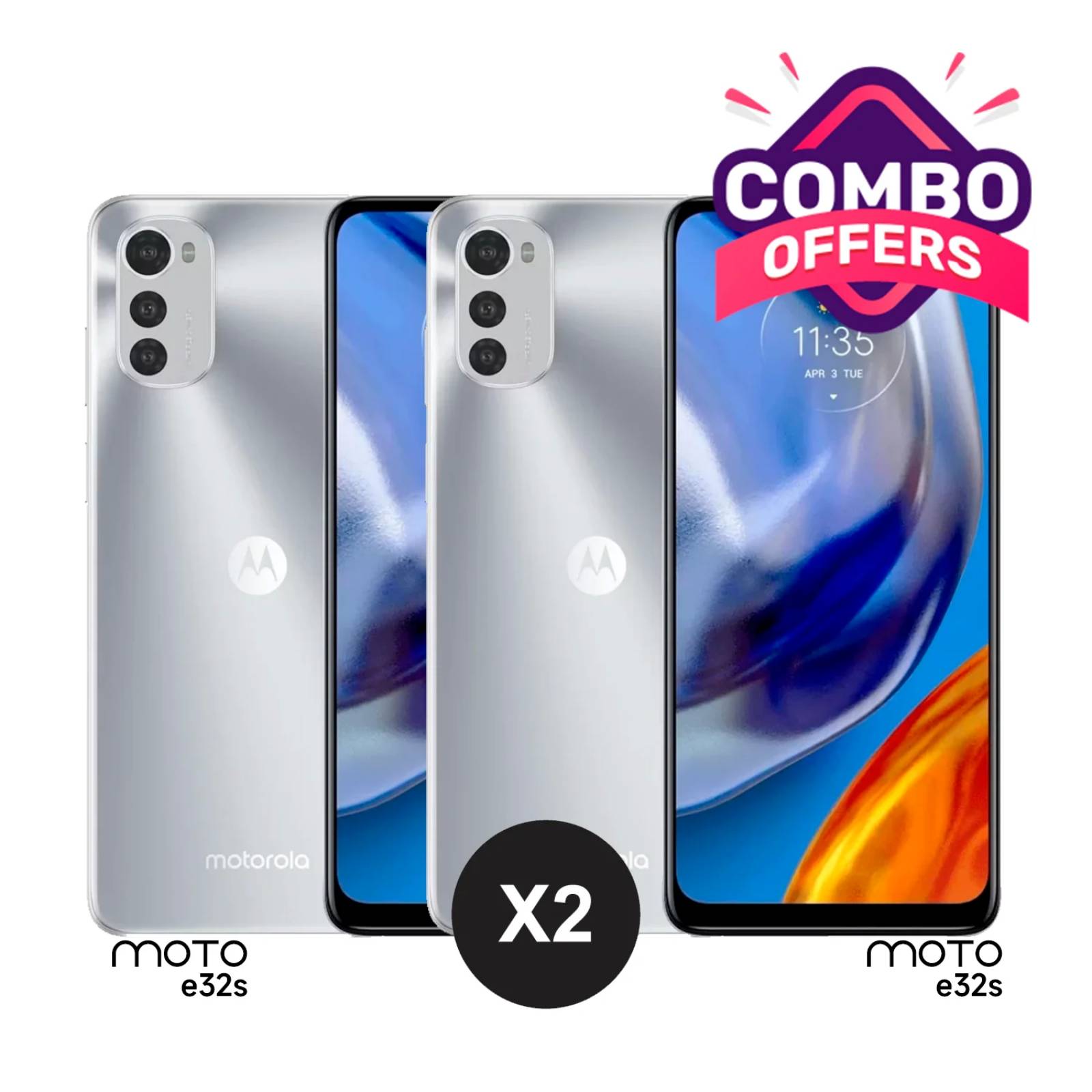 Combo de Dos Celulares Motorola Moto E32s Dual SIM 64GB 4GB RAM