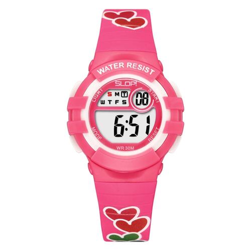 Reloj Infantil Slop para Niña SW8206LK9 Fucsia Print Corazones 