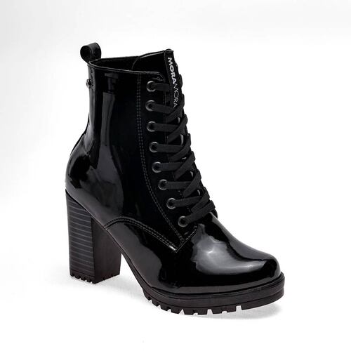 BOTA CHAROL CON AGUJETA Y TACON CUADRADO Moramora 2011030 Color Negro PARA Mujer Tx7