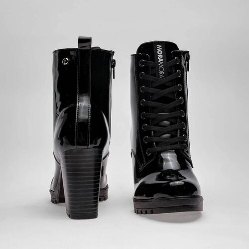 BOTA CHAROL CON AGUJETA Y TACON CUADRADO Moramora 2011030 Color Negro PARA Mujer Tx7