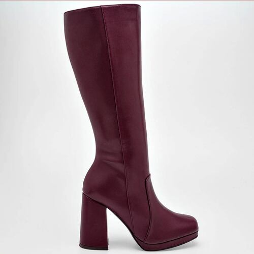 BOTA LARGA CON PLATAFORMA Pietro alessandro 5660 Color Vino PARA Mujer Tx7