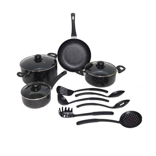 Batería de Cocina Antiadherente con Recubrimiento de Granito 13 pzas 