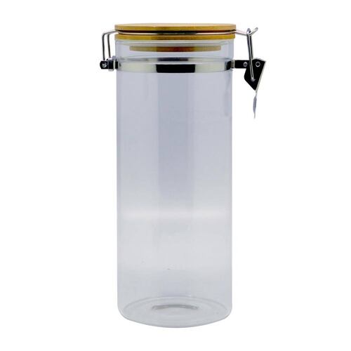 Frasco de cristal con tapa hermética de bambú con clip 1.5L 