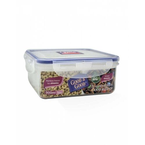 Recipiente 4 divisiones con tapa hermética 900 ml 