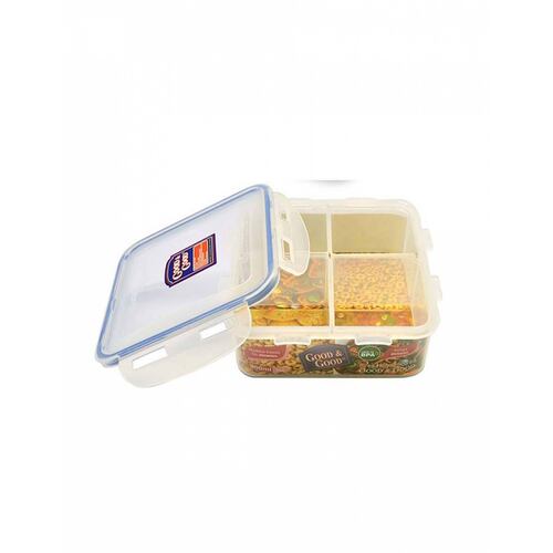 Recipiente 4 divisiones con tapa hermética 900 ml 