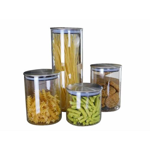 Set de 4 frascos cristal con tapa hermética 