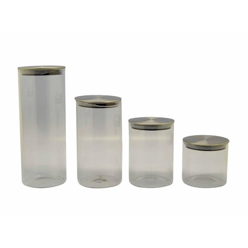 Set de 4 frascos cristal con tapa hermética 