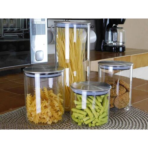 Set de 4 frascos cristal con tapa hermética 