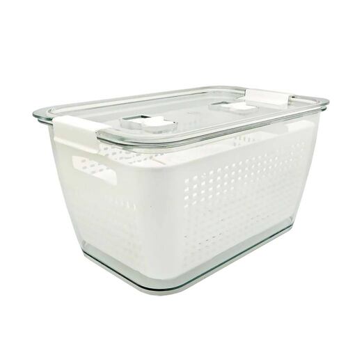 Recipiente transparente con canastilla doble en el interior y tapa 