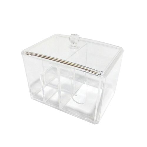 Caja de acrílico con tapa 4 divisiones 
